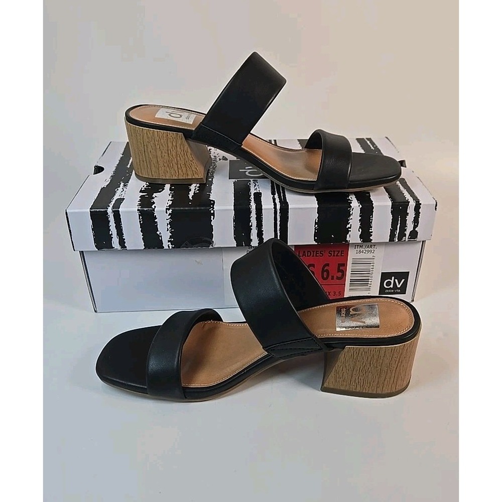 DV by Dolce Vita Ladies' Size‎ 6.5 Sharona Heel Strap Sandal Black NIB - Picture 3 of 7